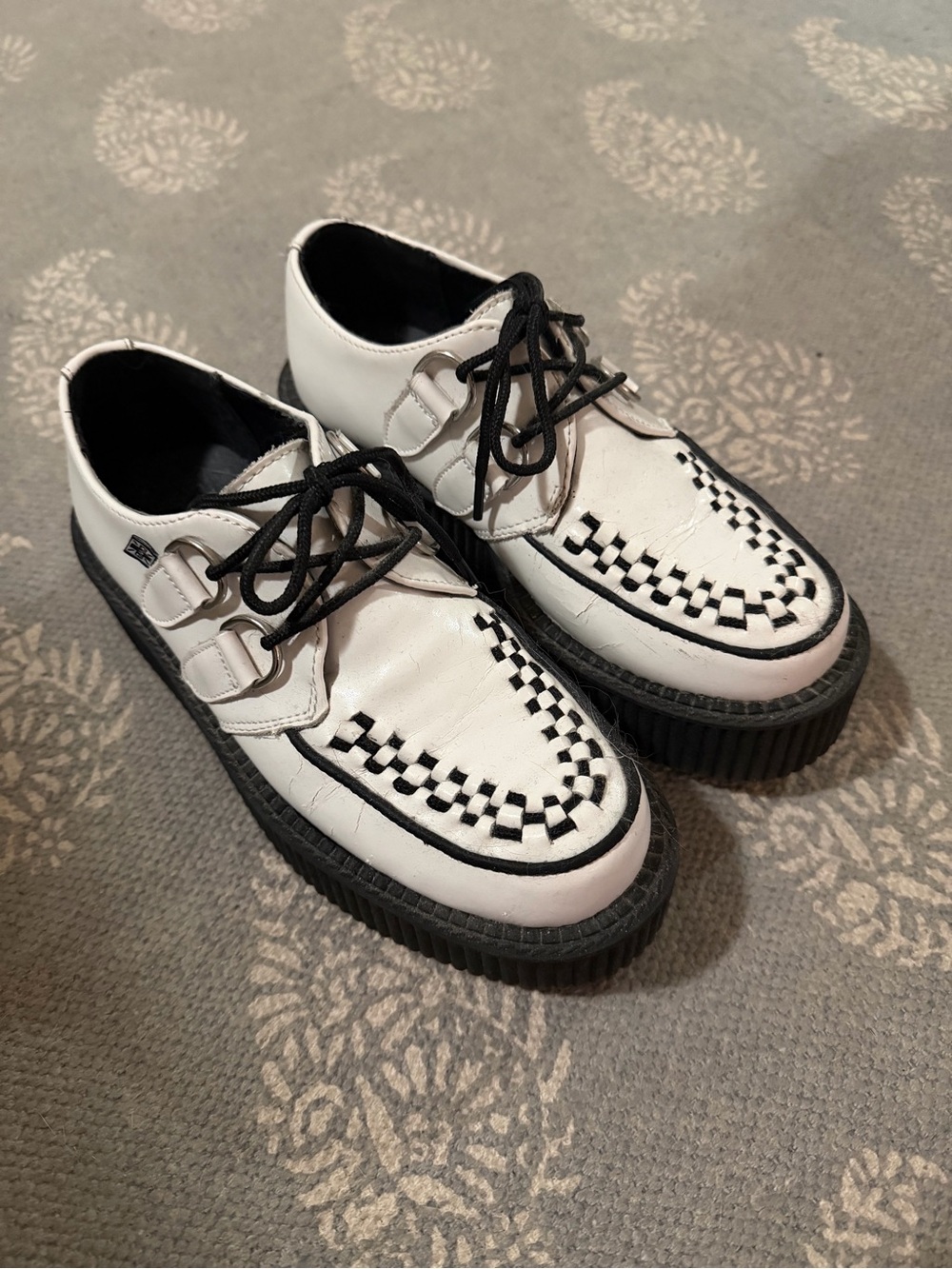 T.U.K White Leather Creepers
